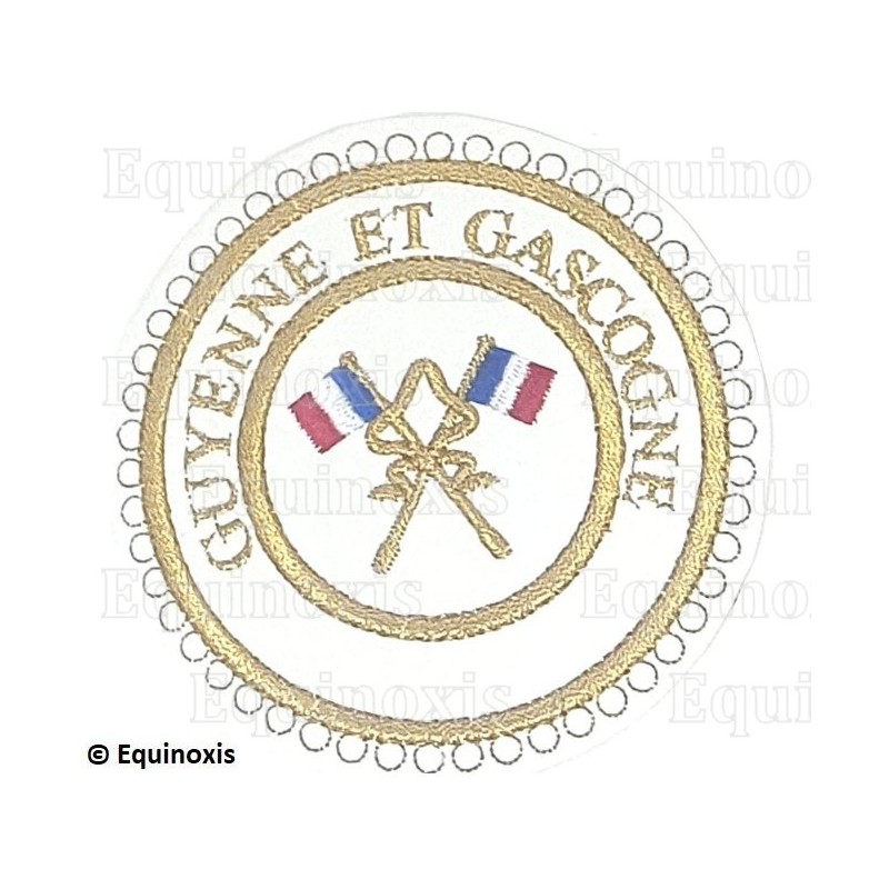 Badge / Macaron GLNF – Grande tenue provinciale – Passé Grand Porte-Etendard – Guyenne et Gascogne – Brodé machine